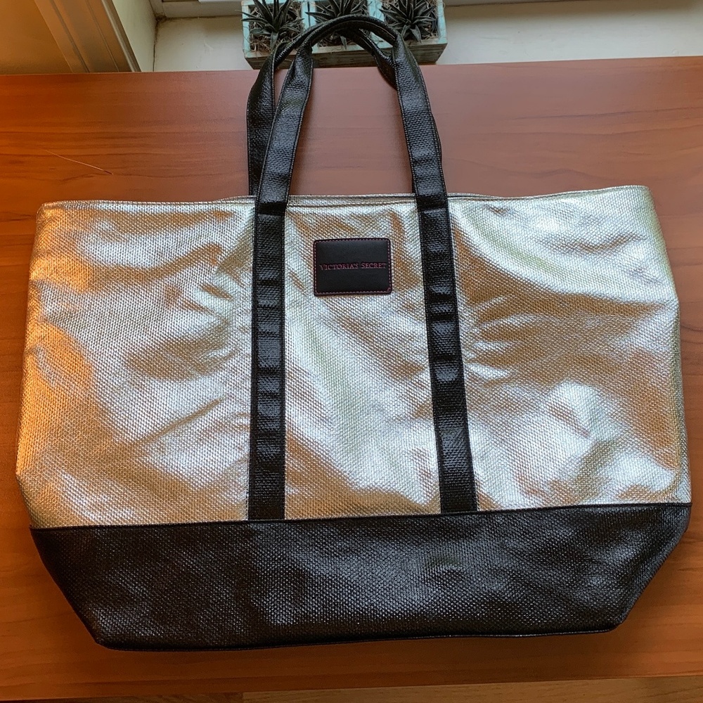 Victoria's Secret Weekender Metallic Canvas Tote